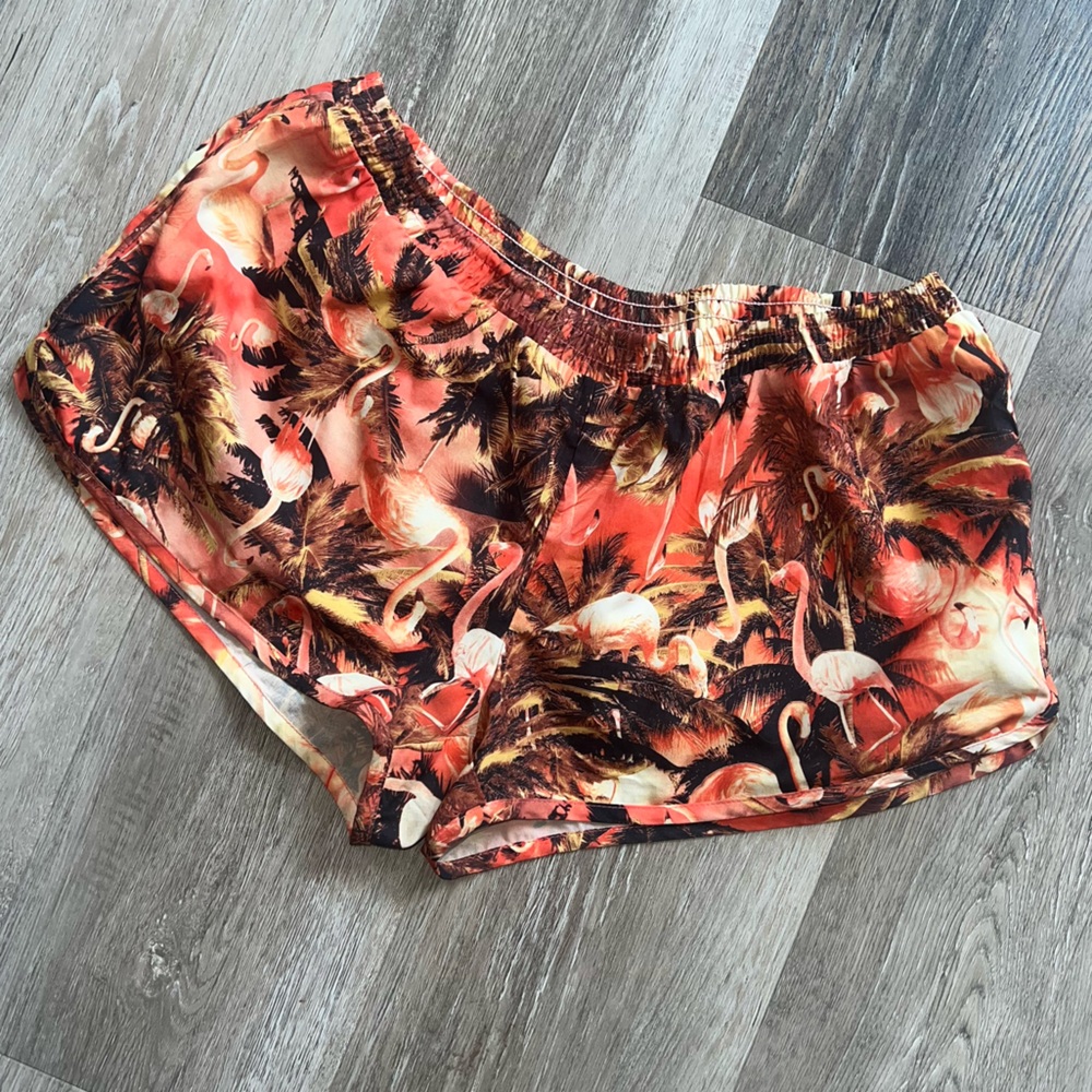 LF Millau flamingo print runner shorts
